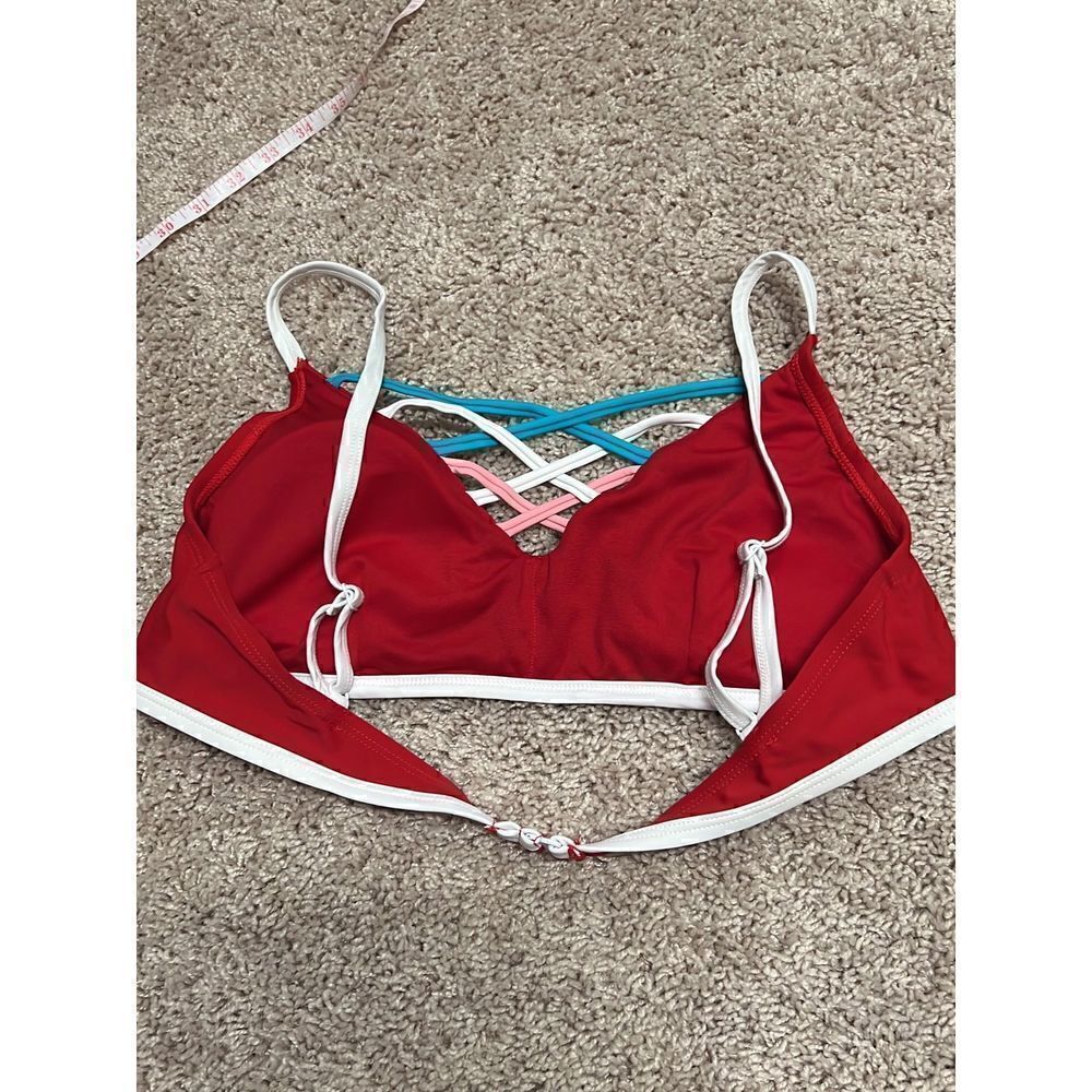 Design Lab criss cross Red Swim Resort Bikini Top size XL - Picture 2 of 4